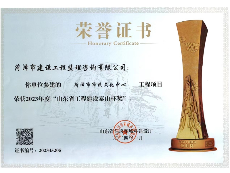 山東省工程建設(shè)泰山杯獎(jiǎng)